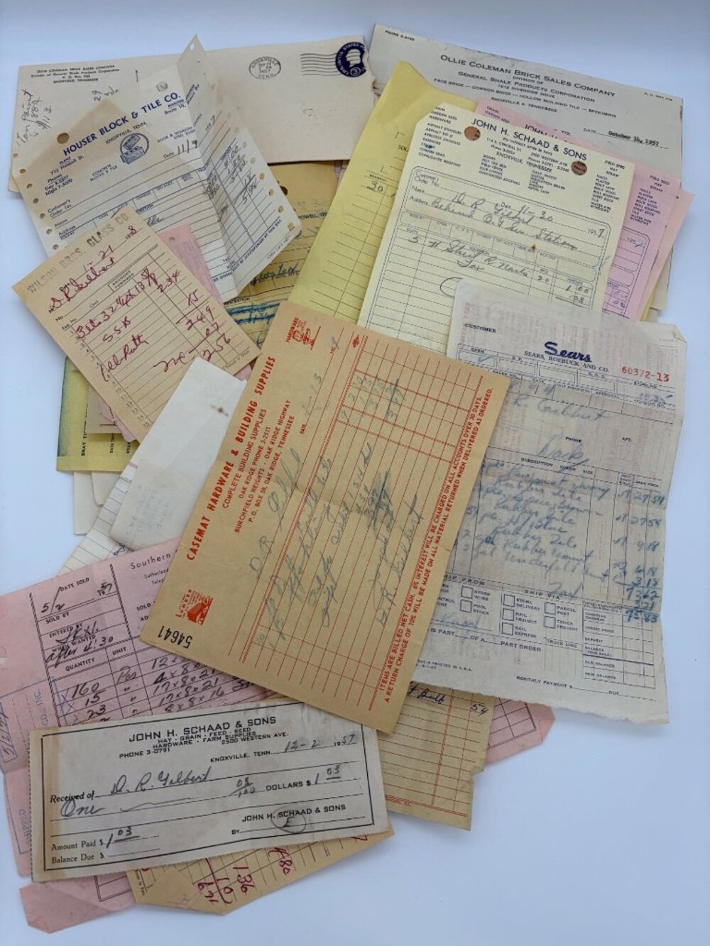 1950s Knoxville Tennessee Receipt Lot 100+ Building Supply Business Ephemera Ads